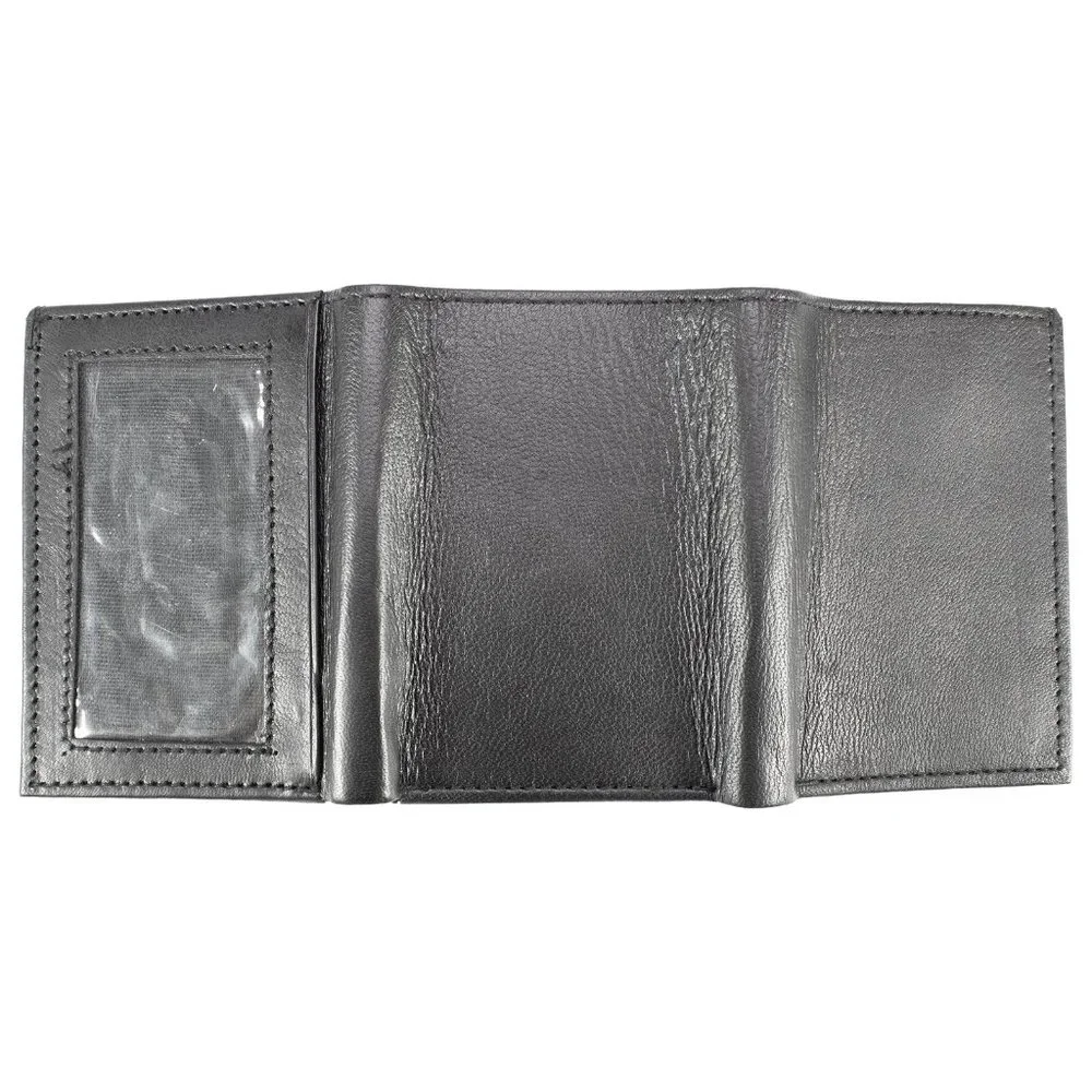 Men Black Lambskin Leather Trifold Wallet
